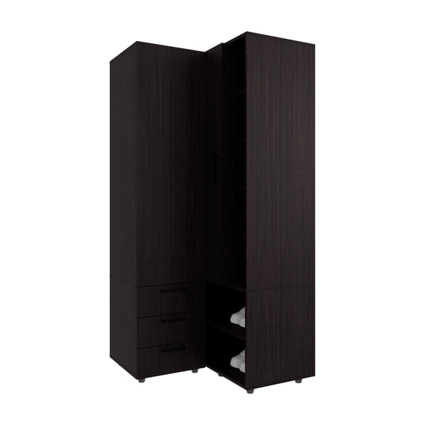 English Elm Armoire with Built-In Mirror and Ample Storage — 4 Doors, 2 Drawers, 4 Shelves, Eco-Friendly Finish Black 59.45 L x 22.05 W x 5.51 H B097S00212