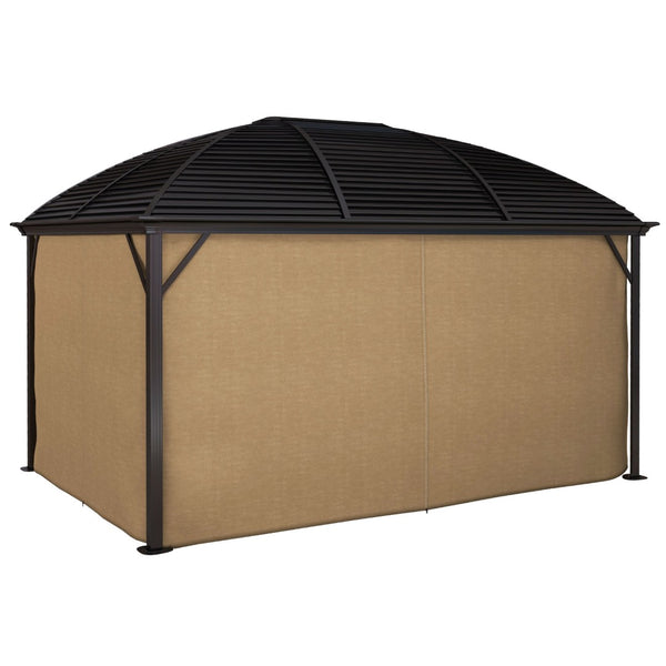 English Elm 164.5" Outdoor Gazebo Steel Dome Roof Aluminum Frame with Privacy Curtains Ceiling Hooks T3971S00072
