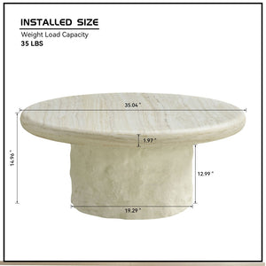 English Elm 35.04''fiberglass Round Coffee Table Faux Marble Finish Low Profile Modern Living Room W2582S00200