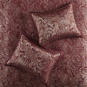 English Elm 5 Piece Aubrey Reversible Jacquard Bedspread Set King with Paisley Motif, Gold Sheen, Quilted Elegance Burgundy 22.83 L x 18.11 W x 8.27 H B03597643