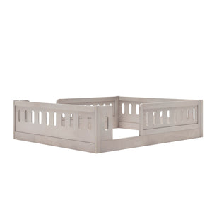 English Elm Wood Full Size Kids Platform Bed Solid Pine Guardrail Low Profile Safe Sleep Frame Natural N709P321458N