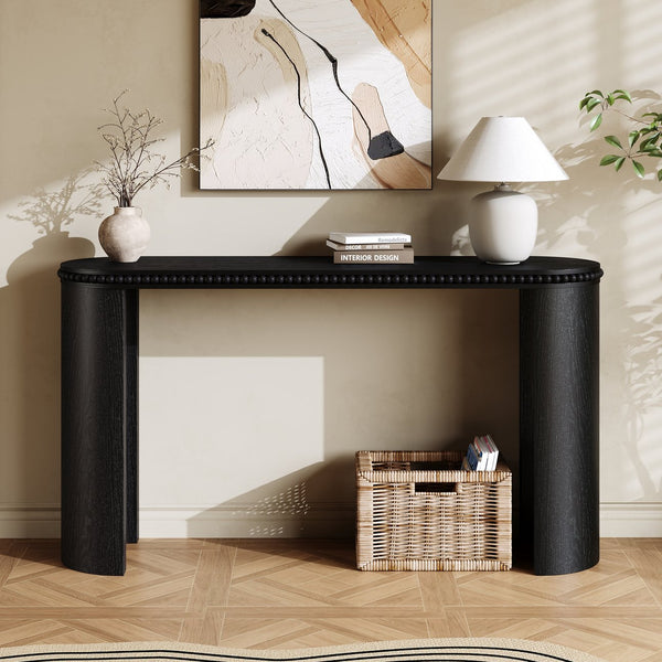 English Elm Christopher Knight Home® - Mirod Vintage Console Table with Beaded Trim, Sculpted Curved Legs, Reversible Setup for Hallway Elegance Black N760P286010B