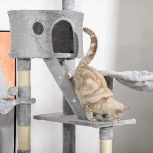 English Elm Large Floral Cat Tree 74 Inch Teddy Fleece Multi Level Tower with Sisal Scratching Posts T3971P413085