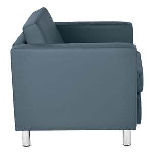 OSP Home Furnishings Pacific Club Armchair in Faux Leather with Chrome Legs for Modern Living Spaces Blue PAC51-R105