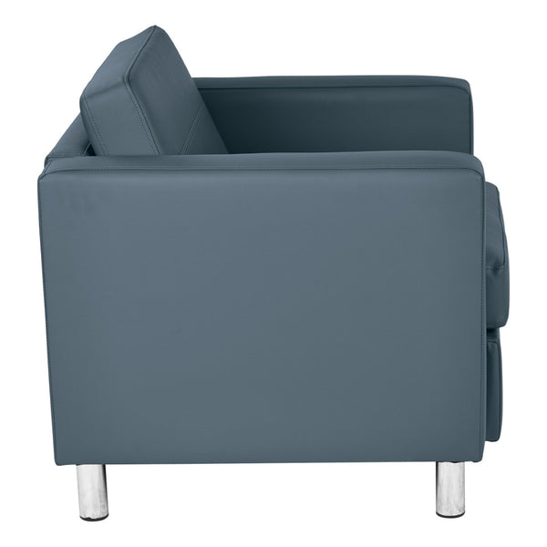 OSP Home Furnishings Pacific Club Armchair in Faux Leather with Chrome Legs for Modern Living Spaces Blue PAC51-R105