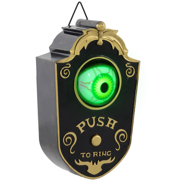 English Elm Homcom 7.1" Animatronic Halloween Doorbell With Light-Up Eyeball & Motion-Activated Scares W2225P229454