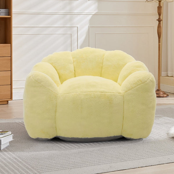 English Elm Lotus Floor Bean Bag Sofa Memory Foam Filled with Pull Ring for Living Room Bedroom Yellow W2311P434593