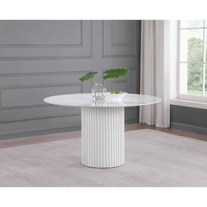 English Elm Quincy Round Sintered Stone Pedestal Dining Table Marble Look Seats Six B062S01390