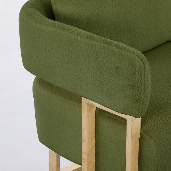 English Elm TS Modern decorative chair with teddy fleece upholstery, ergonomic sponge cushion and gold legs for luxe comfort and style Green W2311P364624