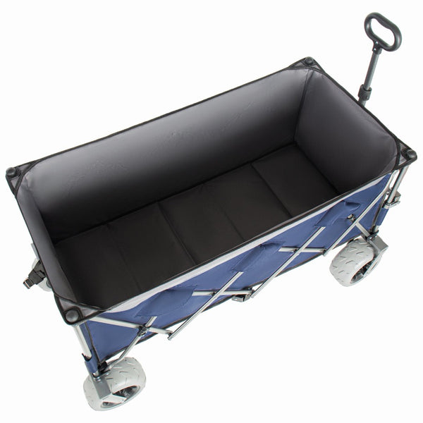 English Elm 52-inch Heavy Duty Folding Utility Wagon 560lb Capacity All Terrain Collapsible Cart Blue Gray W2932P417646