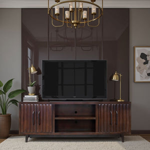 English Elm Radiance 75-Inch Tv Stand For Tvs Up To 85" - No Assembly, Rosewood Finish, Stylish Storage Solution B108P345205-GIGA