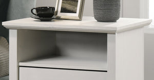 English Elm Elettra Two Drawer Nightstand with Usb Charging Oak Finish Sleek Bedroom Storage White B2749P413339