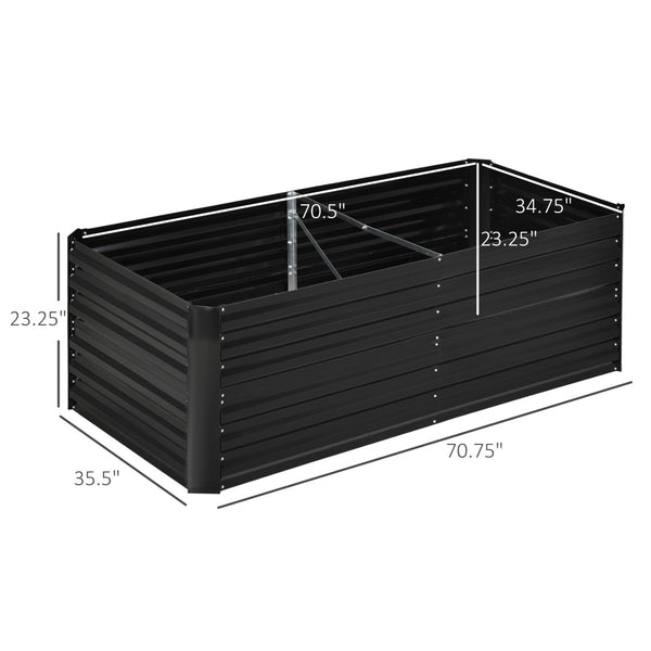 English Elm Outsunny Tall Galvanized Steel Raised Garden Bed with Reinforced Walls for Deep Root Growth W2225P200485