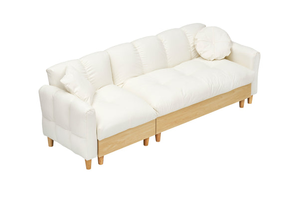 English Elm 86.61 Modern Teddy Fabric Sofa Bed with Storage, Solid Wood Frame, Gold Legs, 500lb Capacity Beige W1278S00070