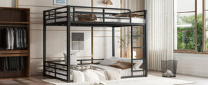 English Elm Metal Full Xl Bunk Bed Frame - Heavy-Duty, Noise-Reduced Design For Kids, Teens & Adults, Black Finish W1580S00159