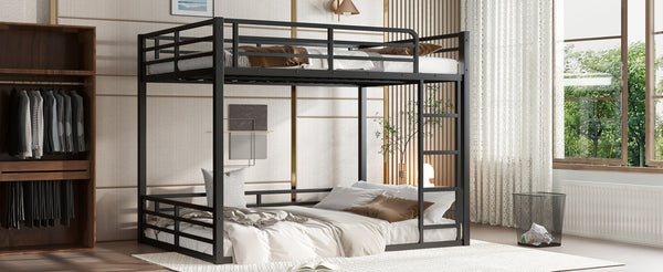 English Elm Metal Full Xl Bunk Bed Frame - Heavy-Duty, Noise-Reduced Design For Kids, Teens & Adults, Black Finish W1580S00159