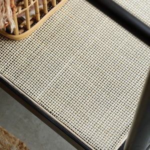 English Elm (Black) Solid Oak Wood Clothes Rack with Rattan Accents, Trapezoid Stand, Shelves & Shoe Storage W1283P298205