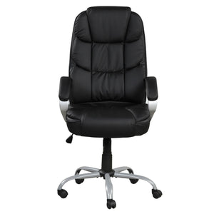 English Elm Faux Radcliff Height Adjustable Swivel Office Chair - Black PU Leatherette, Padded Arms, Ergonomic Comfort B2741P330106