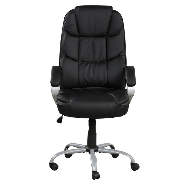 English Elm Faux Radcliff Height Adjustable Swivel Office Chair - Black PU Leatherette, Padded Arms, Ergonomic Comfort B2741P330106