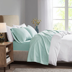 JLA Home Madison Park - Luxurious Brushed Microfiber Sheet Set with 3M Moisture-Wicking, Deep Pockets, OEKO-TEX Certified Seafoam MP20-2390