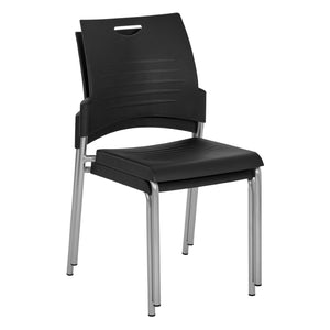 OSP Home Furnishings Straight Leg Stackable Office Chair Polyurethane Seat Modern Frame Ships Fully Assembled Black 2-Pack STC8300C2-3