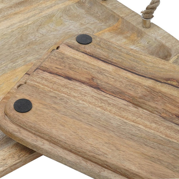 English Elm S/2 Tabari Wood Trays with Jute Handles - Mango Wood Serving & Display Set for Organic, Transitional Homes W2078P391134