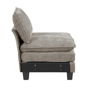 English Elm Modern Armless Chair Chenille Upholstery with Pocket Coil Support, Removable Covers, Plywood Frame, Chic Feet Brown+Gray,Pewter 34.5 L x 29 W x 8.5 H B011P353079