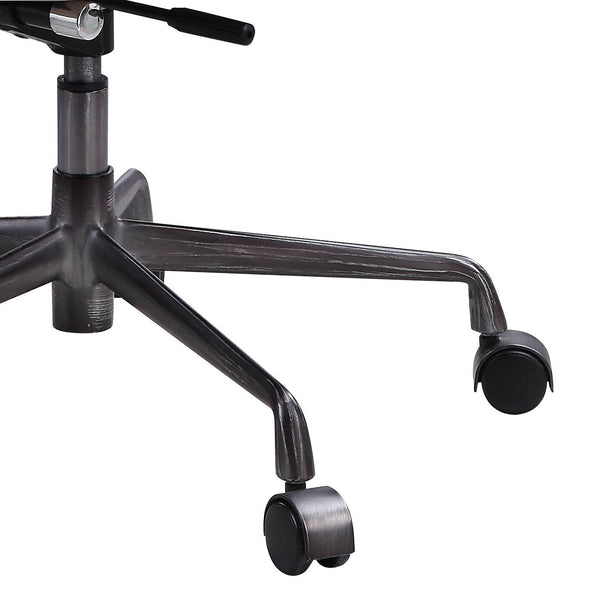 English Elm Rum Top Grain Leather Swivel Office Chair with 360° Mobility, Adjustable Height, Wheels, Durable Elegance B062P215465