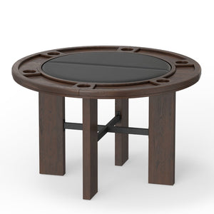 English Elm Gorman Round Walnut Game Dining Table with Reversible Top and Scandinavian Legs B050P412220