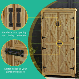 English Elm Outsunny Wooden Garden Shed – Narrow Outdoor Storage With Lockable Door, 3 Shelves & Metal Roof W2225P174132-GIGA