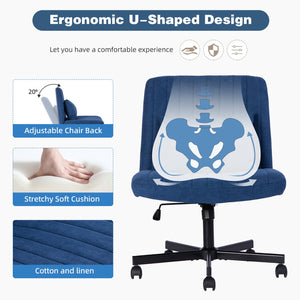 English Elm Modern Linen Blue Criss Cross Office Chair with Ergonomic Support, Adjustable Height, Swivel & Pillow W3394P329159