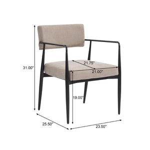 English Elm Nora Upholstered Dining Arm Chair with Black Metal Legs Mid-century Modern Style N776P272040D