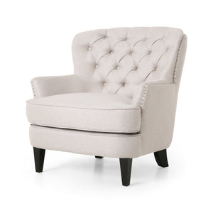 English Elm Christopher Knight Home® - CLUB Plush Fabric Club Chair and Ottoman Set with Birch Legs, Cozy 100% Polyester Upholstery Comfort Wheat 33.75 L x 33.5 W x 29.5 H 67821.00WHEAT