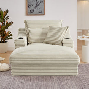 English Elm 47.24 Inch Cotton Upholstered Lounge Sofa with S-curve Arms and Deep Cushioned Seat W3396P410208