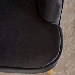 English Elm Chair Velvet Club Seat with Channel Stitching and Rubberwood Legs for Modern Interiors 61714.00BLK