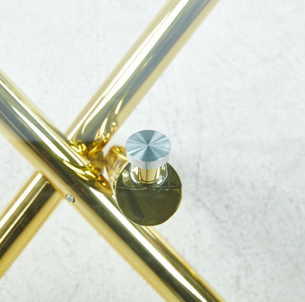 English Elm Golden Glass Dining Table with Metal Legs – Modern Space-Saving 110x110x75cm Chic Durable Design W234P288308