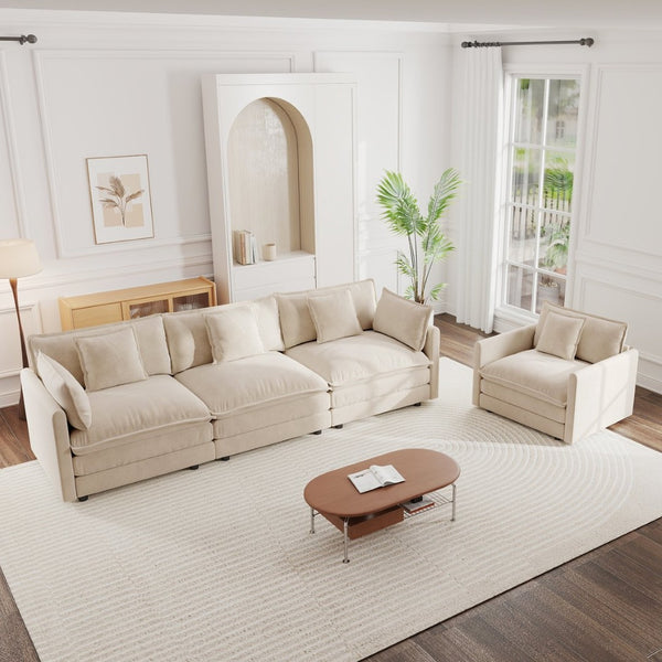 English Elm 2-piece Chenille Sofa Set with Chair Modern Living Room Seating Solid Wood Frame W714S00901