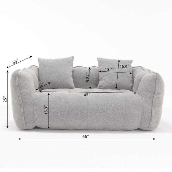 English Elm Soft Beanbag Chair For Two - Cozy Lounge Seating With High-Resilience Foam & Super-Fiber Cover W1996P182164-GIGA