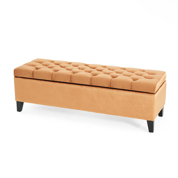 English Elm Christopher Knight Home® - GLOUSTER Storage Ottoman Bench with Button-Tufted Diamond Stitch, Spacious Hidden Storage, 51" Wide Orange N757P245683O