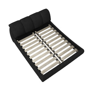 English Elm King Size Upholstered Platform Bed With Oversized Backrest, Solid Wood Frame & Easy Assembly – Black W1885S00025