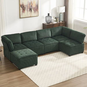 English Elm United We Win U-Shaped Modular Sectional Sofa With Reversible Chaise - 6-Seat Comfort & Style W1568S00156-GIGA