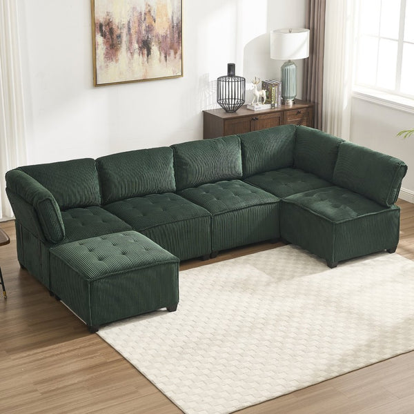 English Elm United We Win U-Shaped Modular Sectional Sofa With Reversible Chaise - 6-Seat Comfort & Style W1568S00156-GIGA