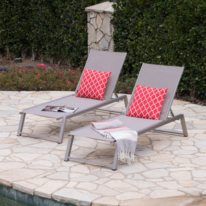English Elm Christopher Knight Home® - Myers Chaise Lounges Set - Stylish Outdoor Seating With Adjustable Backrests & Durable Mesh Design 61407.00ECRMP2