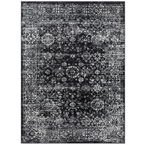 JLA Home Madison Park - Distressed Persian Woven Area Rug — Black & Cream Vintage Look, Soft Durable Pile, OEKO-TEX Certified MP35-8067