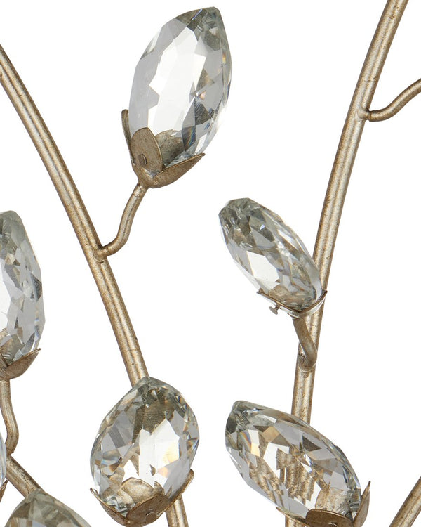 Currey & Company Forget-me-not Elegant Wall Sconce With Crystal Flowers And Dimmable Lights For Luxurious Decor Silver Crystal ,Metal 5000-0276-currey-company