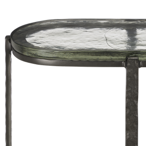 Acea Gold Side Table - Handcrafted Cast Aluminum and Glass Accent for Modern Home Elegance