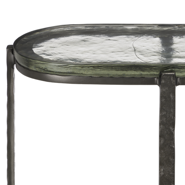 Acea Gold Side Table - Handcrafted Cast Aluminum and Glass Accent for Modern Home Elegance