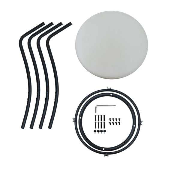 English Elm Modern Velvet Counter Stools Set of 2 – Creamy White Round Upholstered Backless Bar Seating, Black Frame W1757P294424