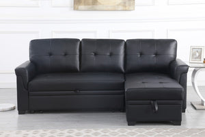 English Elm Jardin Tufted Vegan Leather Sleeper Sectional with Reversible Storage Chaise Modern Living B2749S00277