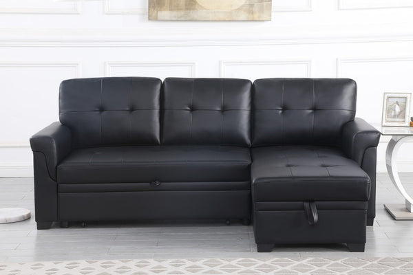 English Elm Jardin Tufted Vegan Leather Sleeper Sectional with Reversible Storage Chaise Modern Living B2749S00277